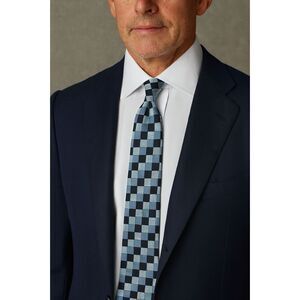 Turnbull & Asser Black White Gray Check Neck Tie  Mens Size Medium